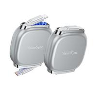 VisionSync 240W Câble USB C Rétractable(1m,2pièces), Câble de Charge Rapide USB C vers C PD3.1 avec Fente Magnétique pour le transport,5 Longueurs prédéfinies pour iPhone 16/15,Galaxy S25/24, Gris