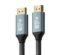 VisionSync Câble DisplayPort 1.4 8K Câble DP vers DP 2 m acertifié VESA, 8K @ 60Hz/4K @ 144Hz/2K @ 240 Hz, câble DP tressé 32,4 Gbit/s, compatible avec les moniteurs de jeu FreeSync G-Sync HDR HDCP