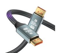 VisionSync Câble DisplayPort 2.1 certifié VESA 16K Câble DP vers DP 1 m,16K@ 60Hz/8K@ 120Hz/4K@ 240Hz,165Hz, câble DP tressé 80 Gbit/s,compatible avec les FreeSync G-Sync HDR10 HDCP DSC 1.2a,PC