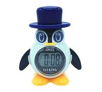 VISIONU Réveil parlant en espagnol, type pingouin, alarme LCD avec voix, horloge parlant avec un grand écran numérique