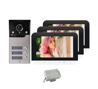 Visiophone Avec Écran De 7 Pouces, Système D'interphone Vidéo For 2/3/4 Appartements/familles, Sonnette Grand Angle, Caméra Étanche, Contrôle D'accès Gamme D'environnements Domestiques(V70MG-MAS-3)