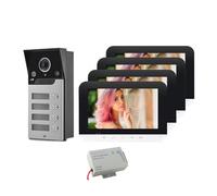 Visiophone avec Écran De 7 Pouces, Système D'interphone Vidéo for 2/3/4 Appartements/familles, Sonnette Grand Angle, Caméra Étanche, Contrôle D'accès(V70MG-MAS-4)