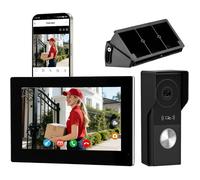 Visiophone Filaire Connecté À 2 Fils, Interphone Vidéo Ip Wifi Avec 7'' Écran Tactile,1080P Sonnette Portier, App Unlock À Distance