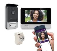 Philips WelcomeEye Connect 2 Visiophone 2 Fils avec Transformateur | Écran tactile 7 pouces, 2 fils jusqu’à 120 m, application WelcomeEye, RFID, mémoire photo/vidéo, transformateur rail DIN