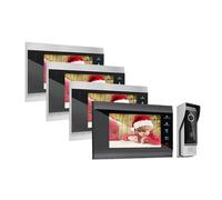 Visiophone Intelligent 1080P, Système D'interphone Vidéo sans Fil, Wi-FI, IP, Sonnette Vidéo Intelligente, 7 Pouces, avec Sonnette Filaire, Application TUYA(4M1D)
