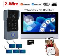 Visiophone intelligent Tuya Wifi 1080P, 2 fils, interphone vidéo pour maison intelligente, moniteur tactile 7 pouces, sonnette vidéo, caméra de porte, système de sécurité Code Card Doorbell