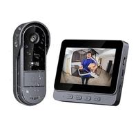 Visiophone Sans Fil 1080P Sonnette Sans Fil Avec Camera avec écran IPS de 4.3 Pas de WiFi Requis Audio Bidirectionnel la Fonction de Vision Nocturne Interphone Video Sans Fil Sonnette De Vision : 70°
