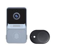 Visiophone Sans Fil, Interphone vidéo domestique intelligent Vision nocturne infrarouge caméra d'alarme de sécurité à domicile extérieure 480P bouton sans fil sonnette(Grijs)