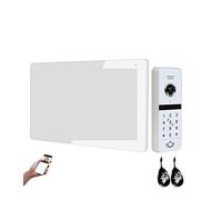 Visiophone Sans Fil, Tuya 1080P système d'interphone vidéo maison mot de passe carte déverrouiller appartement Villa appel vidéo entrée téléphone sonnette Tuya 4 fils(blanc)