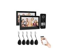 Visiophone Sans Fil, TUYA interphone vidéo interphone 7 pouces 1080P moniteur à écran tactile avec application caméra filaire/déverrouillage de carte magnétique(2M1D)