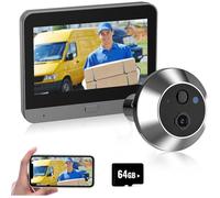 Visiophone sans Fil,WiFi 1080P Judas de Porte Camera Surveillance avec 4.3 Pouces écran d'affichage,Détection Humaine,Audio