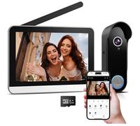 Visiophone Sonnette Sans Fil Avec Camera Et 7"" Ecran Moniteur 1080P Wifi Interphone Vidéo Connecté Ave Batterie, Vision Nocturne, P