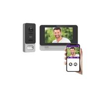 Philips WelcomeEye Wireless, Visiophone Connecté sans Fil, Interphone Vidéo Batterie Rechargeable, Écran Tactile 7 Pouces, Portée 350m, Caméra 1080p Vision Nocturne, Application Smartphone, Noir