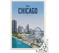 Visit Chicago Puzzle 1000 Pièces, Cadeau De Fin D'année, 38x26cm/1000pcs | Pour le passage au Nouvel An : ce puzzle 1000 pièces pour adultes convient aux journées calmes autour du Nouvel An.