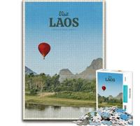 Visit Laos Puzzle Adulte en Bois, Loisir, 300 pièces | Cadeau de fin d'année pour fan de puzzle avec loisir manuel en intérieur à son propre rythme.