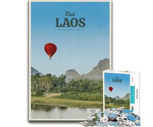 Visit Laos Puzzle Adulte en Bois, Loisir, 300 pièces | Cadeau de fin d'année pour fan de puzzle avec loisir manuel en intérieur à son propre rythme.