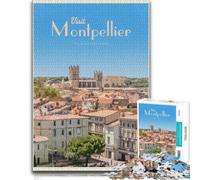 Visit Montpellier Puzzle en Bois Adulte, 1000 pièces | Le tri par couleurs et formes: un passe-temps pratique en intérieur à la maison.