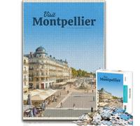 Visit Montpellier Puzzle en Bois | Cadeau pour amateur de puzzle - tri par couleurs, formes ou zones du motif seul ou à plusieurs.