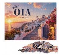 Visit Oia Puzzle Adulte en Bois, 1000 pièces | Cadeau de fête pour fan de puzzle avec loisir pour amateur de puzzle seul ou à plusieurs.