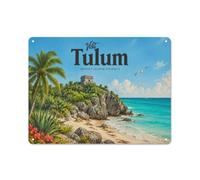 Visit Tulum Plaque Métal Murale 30x40cm | Créez un mur plus vivant dans l'espace loisirs avec des plaques déco métal comme note décorative.