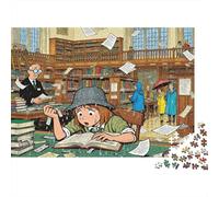 Visite de la bibliothèque Rainy Day Puzzle en Bois Imperméable DIY Puzzles De 1000 Pièces pour Adultes Cadeaux Impossible Jeux De Stimulants