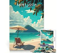 Visite de Sainte-Lucie Puzzle de 1000 pièces pour Adolescents Développe l'esprit d'analyse Jeu Calme et Amusant Assemblage précis Idée Cadeau de Noël Chic (38x26cm)