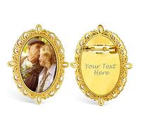 Visiter la boutique Custom4U Custom4U Charme Bouquet Mariée Personnalisé Photo, Broche Épingle Charmes Coeur/Médaillon/Carré/Ovale Cadeau Mariage Mariée Maquillage pour Femme Homme(Boîte Cadeau)