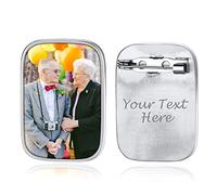 Visiter la boutique Custom4U Custom4U Charme Bouquet Mariée Personnalisé Photo, Broche Épingle Charmes Coeur/Médaillon/Carré/Ovale Cadeau Mariage Mariée Maquillage pour Femme Homme(Boîte Cadeau)