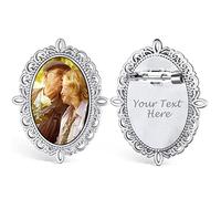 Visiter la boutique Custom4U Custom4U Charme Bouquet Mariée Personnalisé Photo, Broche Épingle Charmes Coeur/Médaillon/Carré/Ovale Cadeau Mariage Mariée Maquillage pour Femme Homme(Boîte Cadeau)