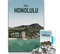 Visitez Honolulu Puzzles pour Adultes 1000 pièces, pour Un Jeu éducatif Défi Jouet pour est idéal comme Cadeau pour Toute la Famille 38x52cm