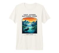 Visitez Jasper National Park Alberta Canada Retro Moose T-Shirt Haut de Gamme