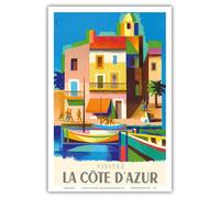 Visitez la C te d'Azur - France - French Riviera - Affiche de voyage vintage de Jacques Nathan-Garamond vers 1953 - Tirage d'art de ma tre (sans
