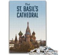 Visitez la cathédrale Saint-Basile,Puzzle 1000 pièces pour Adolescents,Jeux éducatifs,Jouets à Faire soi-même avec Affiche et fiche de Questions Assorties,pour Les 14 Ans et Plus,2000 pièces