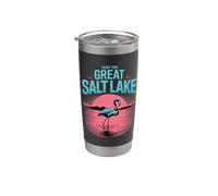 Visitez le Grand Lac Salé Flamant Rose Utah Sunset Tourist Gobelet isotherme en acier inoxydable double paroi