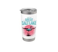 Visitez le Grand Lac Salé Flamant Rose Utah Sunset Tourist Gobelet isotherme en acier inoxydable double paroi