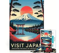 Visitez Le Japon︰ Puzzle Paysage Soleil Levant 1000 pièces Jeu de Concentration mentale Découpe de précision Bords Lisses Jeu de Construction de Liens significatifs (38x26cm)