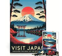 Visitez Le Japon︰ Puzzle Paysage Soleil Levant 1000 pièces pour Adolescents, Motif Sharp Recall, Silencieux, idéal pour Les Loisirs, découpe Uniforme, Cadeau de Noël Unique (38x52cm)