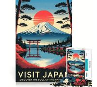 Visitez Le Japon︰ Puzzle Paysage Soleil Levant pour Adolescents 1000 pièces Stimule l'esprit Amusant Découpe Nette Composants Robustes Activité de Groupe réconfortante (38x52cm)