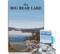 Visitez Le lac Big Bear, Puzzle de 1000 pièces, Difficile à compléter mais Amusant et Humoristique avec Une Affiche et Une Feuille de Questions Assorties 38x26cm