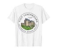 Visitez Le Logo Classique du Luxembourg avec château et Devise T-Shirt