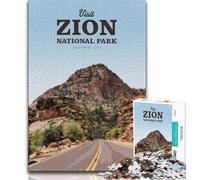 Visitez Le Parc National de Zion, Puzzle de 1000 pièces pour Adolescents, Anti-Stress, Vacances à la Maison, tuez Le Temps avec Une Affiche Assortie et Une Feuille de Questions-réponses 50x75cm