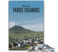 Visitez Les Îles Féroé Puzzles 1000 pièces pour Adolescents, Aidez Le Cerveau à exercer des Jouets addictifs pour cultiver la Patience Interaction Parent-Enfant (38x52cm)