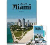 Visitez Miami Jigsaws 1000 pièces pour Adultes, Jeu Stimulant et Jeu Familial avec des pièces entièrement emboîtables de Formes aléatoires 50x75cm