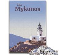 Visitez Mykonos Puzzles 1000 pièces pour Adolescents, Jeu Familial Anti-Stress, défi Difficile, Superbes Cadeaux et Jouets 1000 pièces (50x75cm)