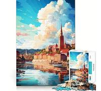 Visitez Oslo Jigsaw pour Adolescents 1000 pièces Jeu de mémoire Amusant Surface Lisse sans bavures Cadeau d'anniversaire Casse-tête (38x26cm)