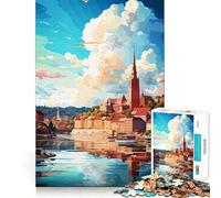 Visitez Oslo Puzzles 1000 pièces pour Adolescents Jeu Stimulant Le Cerveau Emboîtement précis sans espaces Activité relaxante en Groupe à l'intérieur (50x75cm)