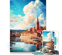 Visitez Oslo Puzzles 1000 pièces pour Adultes Jeu de mémoire cérébrale Emboîtement précis sans espaces Activité de Pause mentale apaisante (38x52cm)