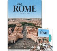 Visitez Rome Puzzles 1000 pièces pour Adolescents Cadeaux, Jeu Stimulant et Jeu Familial Décoration Murale Cadeaux d'anniversaire et de Noël Uniques 38x26cm