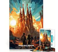 Visitez Sagrada Familia Puzzle pour Adolescents 1000 pièces Jeu Stimulant l'esprit Assemblage sûr et Solide Activité de Partage en Famille (38x26cm)