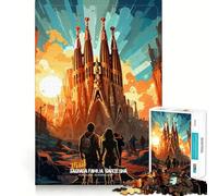 Visitez Sagrada Familia Puzzles de 1000 pièces pour Adolescents Souvenirs,Jeux Amusants,Assemblage précis sans espaces,activité Amusante en Famille (50x75cm)